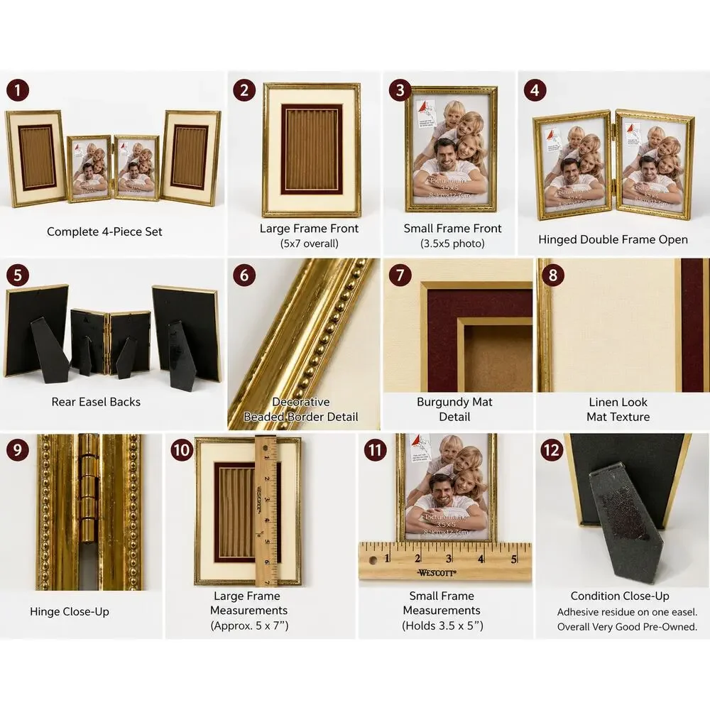 Vintage Gold Picture Frame Set Classic Brass Style Home Decor